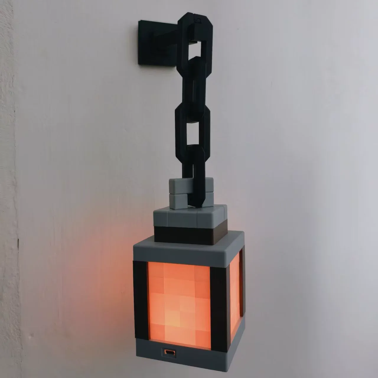 Minecraft Glowing Lantern Night Light - Rechargeable Torch Lamp, Children's Bedroom Ambient Lighting