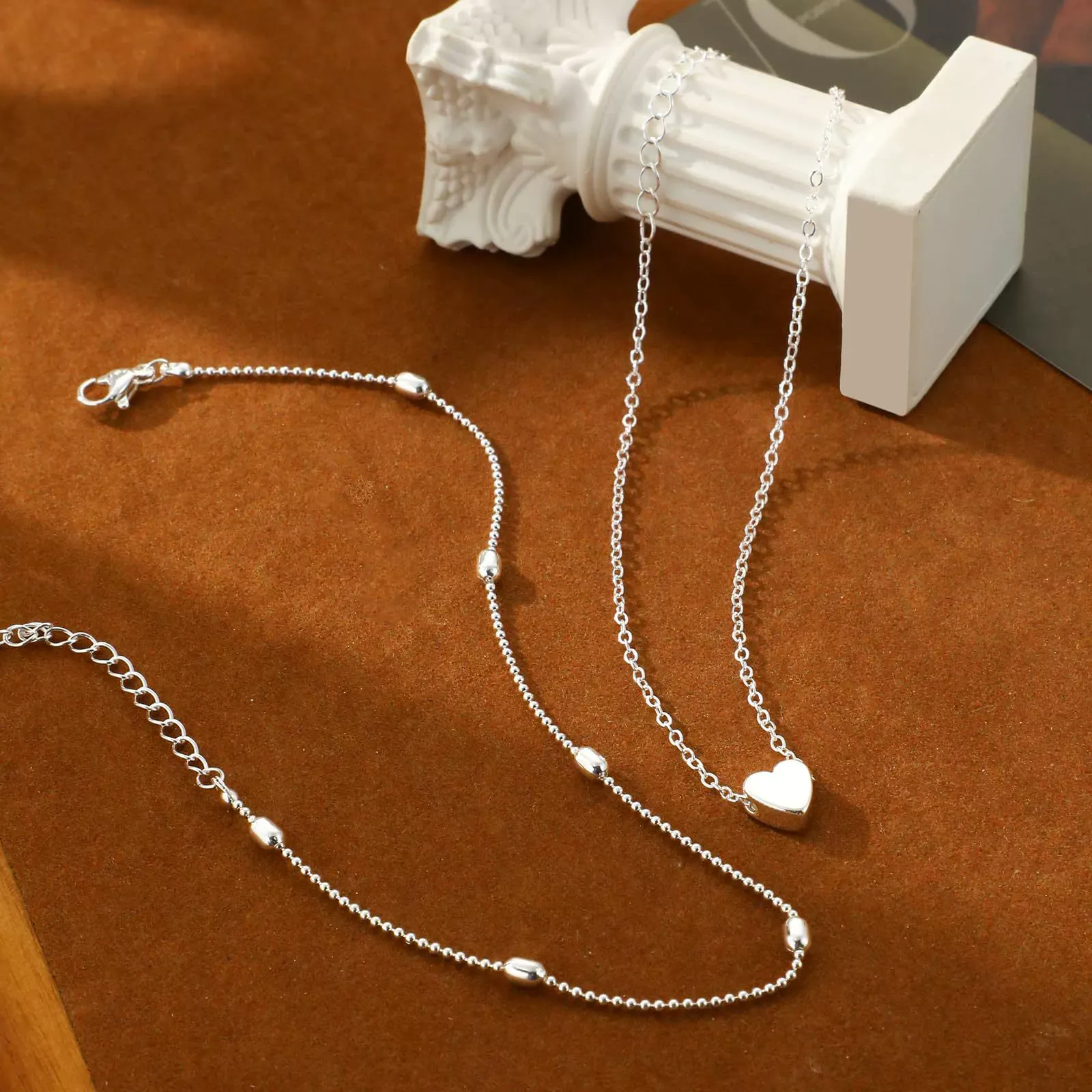 New Style Cute Heart Evil Eye Anklet, Simple and Elegant Double-Layer Anklet, Personalized Ankle Accessory