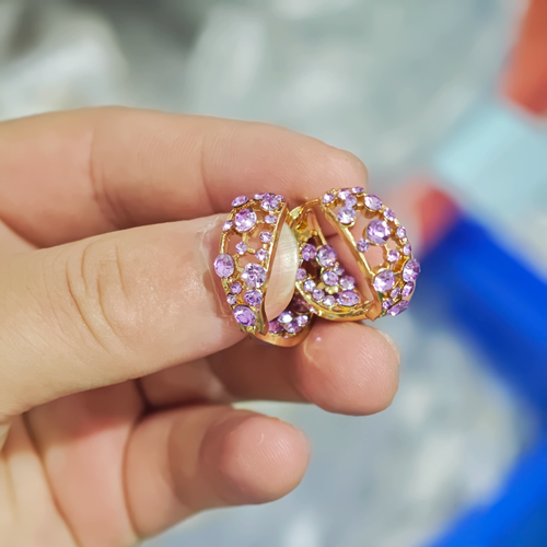 2025 New Arrival – Chic Purple Full-Diamond Hoop Earrings | Unique Indie Design – Exquisite & Versatile Statement Earrings