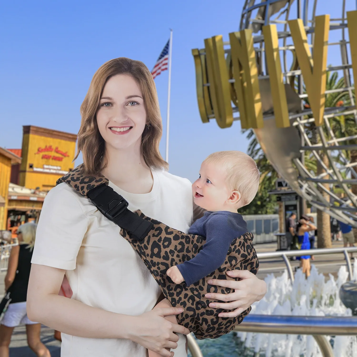 New Leopard-Print Baby Carrier – Easy Front-Wearing Infant Sling  Hands-Free Portable Baby Holder