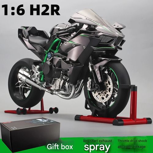 1:6 Scale Kawasaki H2R Motorcycle Model – Alloy Simulation Replica with Ignition Key Start, Smoke Spray Effect & Exquisite Display Piece