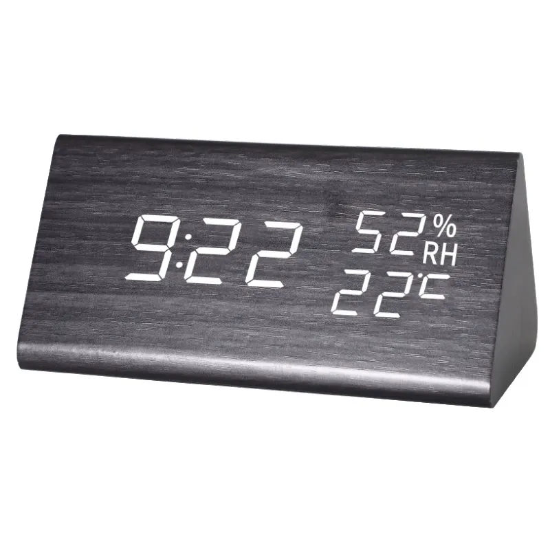Minimalist Smart Voice Control Alarm Clock - Wooden LED Silent Clock with USB Power - Craft Decor