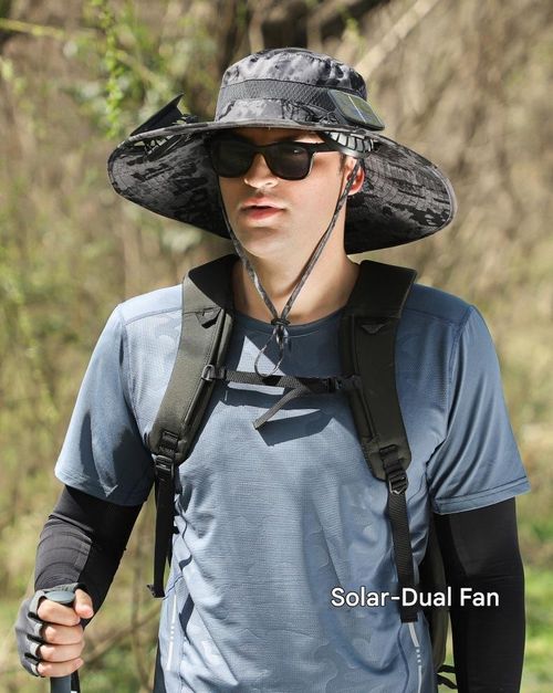 Camouflage solar double fan hat strong wind fisherman hat summer outdoor mountaineering fishing sun hat