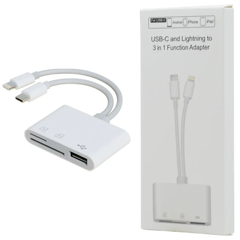 All-in-One Card Reader - SD + TF + USB Memory Card, Type-C Compatible with Huawei and Apple Phones