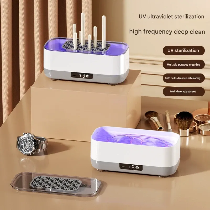 Multifunctional Eyewear Cleaner Machine  Ultrasonic Jewelry Watches Makeup Brushes Cleaner Box  Vibration Stain Removal System
