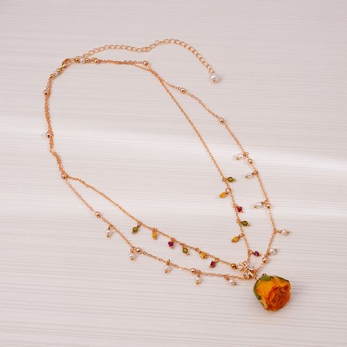Hot Retro Dried Rose Necklace Gentle Flowers That Will Never Wither