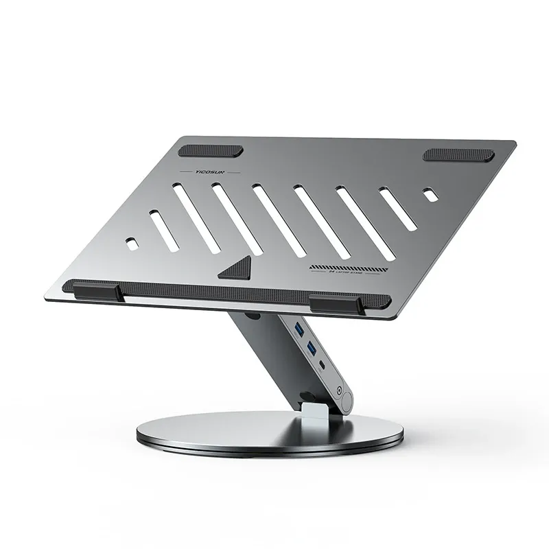 6-in-1 Multi-Function Docking Station with Rotatable & Elevated Cooling Stand – Aluminum Alloy Laptop Stand