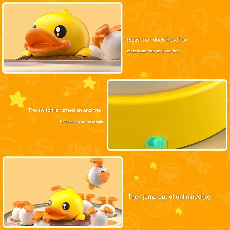 Children's Jumping Little Yellow Duck Toy, Bouncing Spinning Top for Infant Focus Training, Parent-Child Interactive Educational Toy