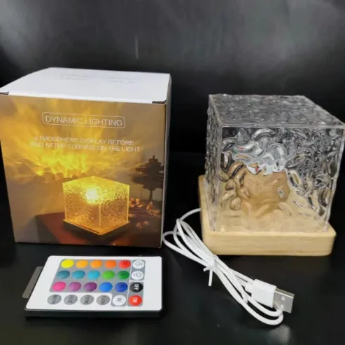 Light and Shadow Atmosphere Lamp, Rotating Water Ripple Lamp, Dynamic Flame Night Light