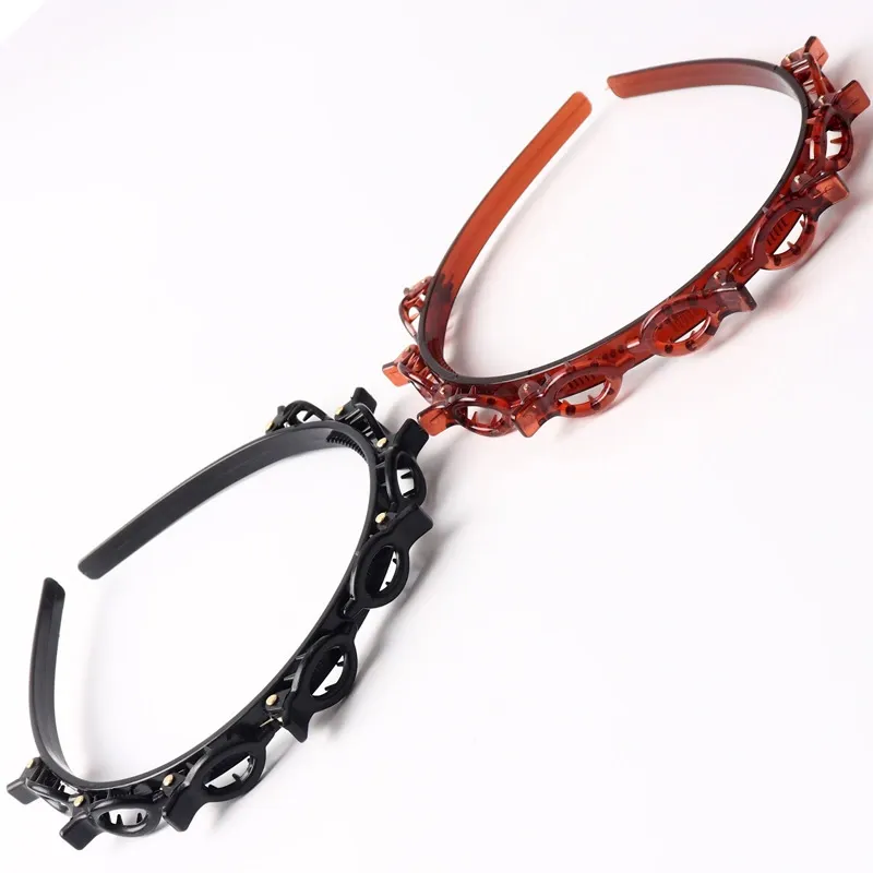 （Pack of Two）Multi-layer Hollow Woven Headband, Double-layer Fringe Clip Mesh Headband