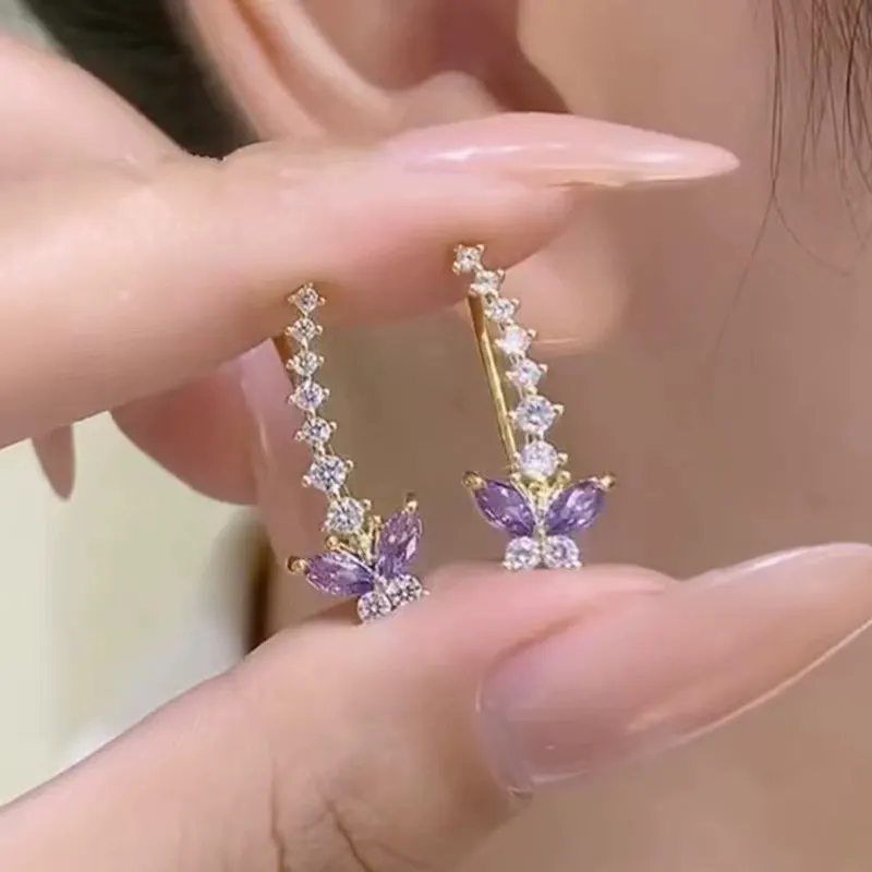 Elegant Purple Butterfly Ear Cuff – Niche Design  Exquisite & Versatile Stud Earrings – Unique Ear Jewelry