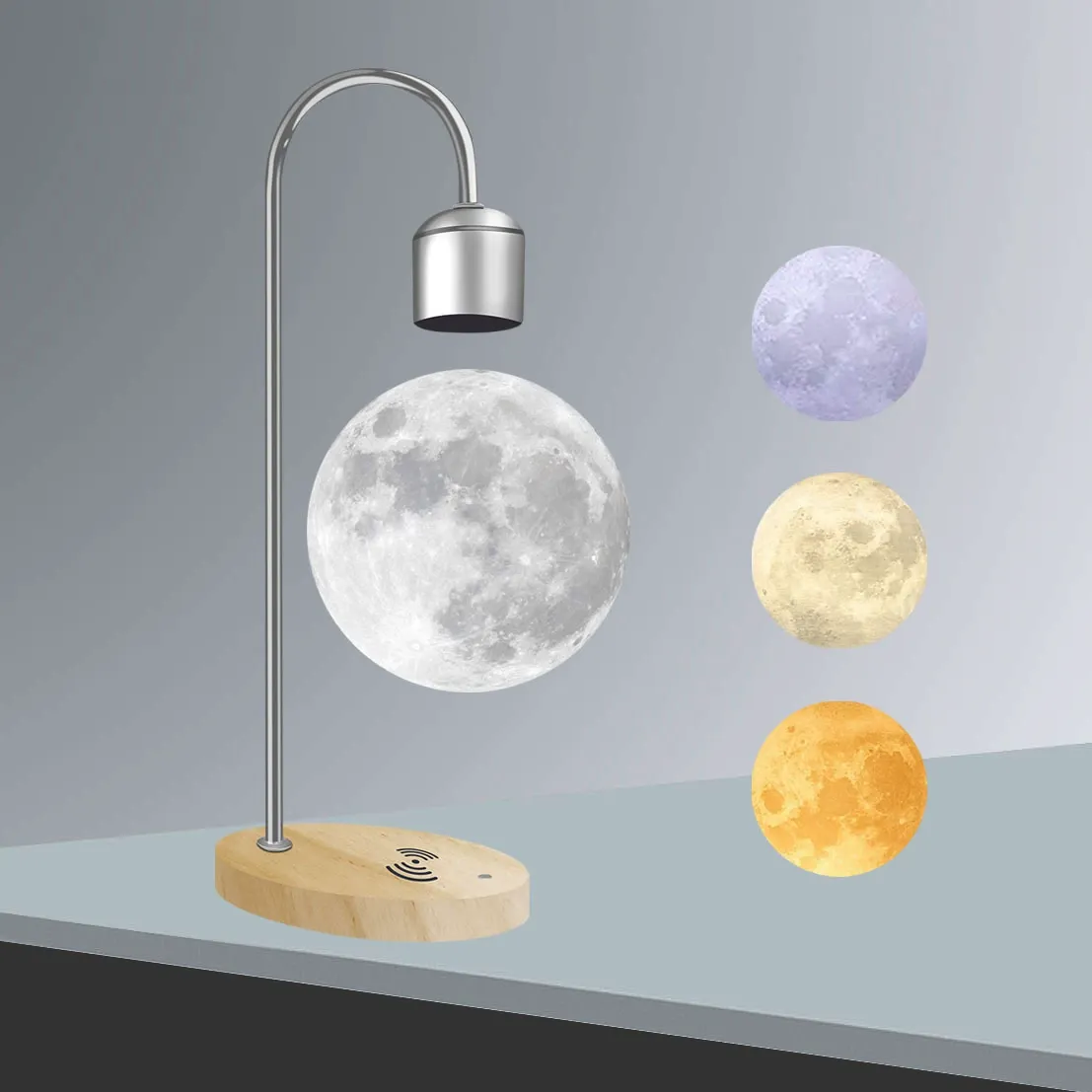 3D-Printed Seamless Magnetic Levitation Moon Lamp - LED Night Light Home Decor