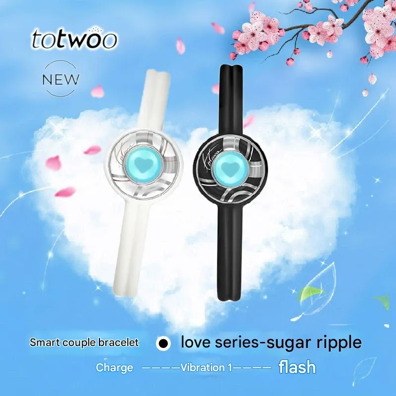 （Matching Black & White Pair）2025 HOTTEST Totwoo Sugarwave Couple Bracelets - Long Distance Love Tech | Vibration Alerts + Heartbeat Sync, Feel Their Pulse Anytime
