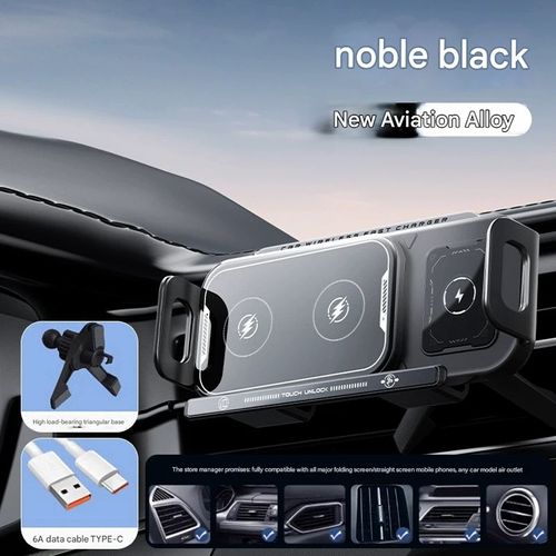 2025 HOTTEST Magnetic Wireless Car Charger Mount | Fits Foldable & Regular Phones | 15W Ultra-Fast Charging