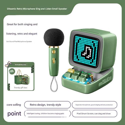 Divoom Mic - The Ultimate Cyberpunk Desktop Gadget!  Karaoke Speaker + 15 Retro Pixel Games + 9 Mic Voice Effects + Custom Pixel Art! The TOP1 Gift to Make Her Swoon!  If Your Boyfriend Gives You This, Prepare for Endless Praise!