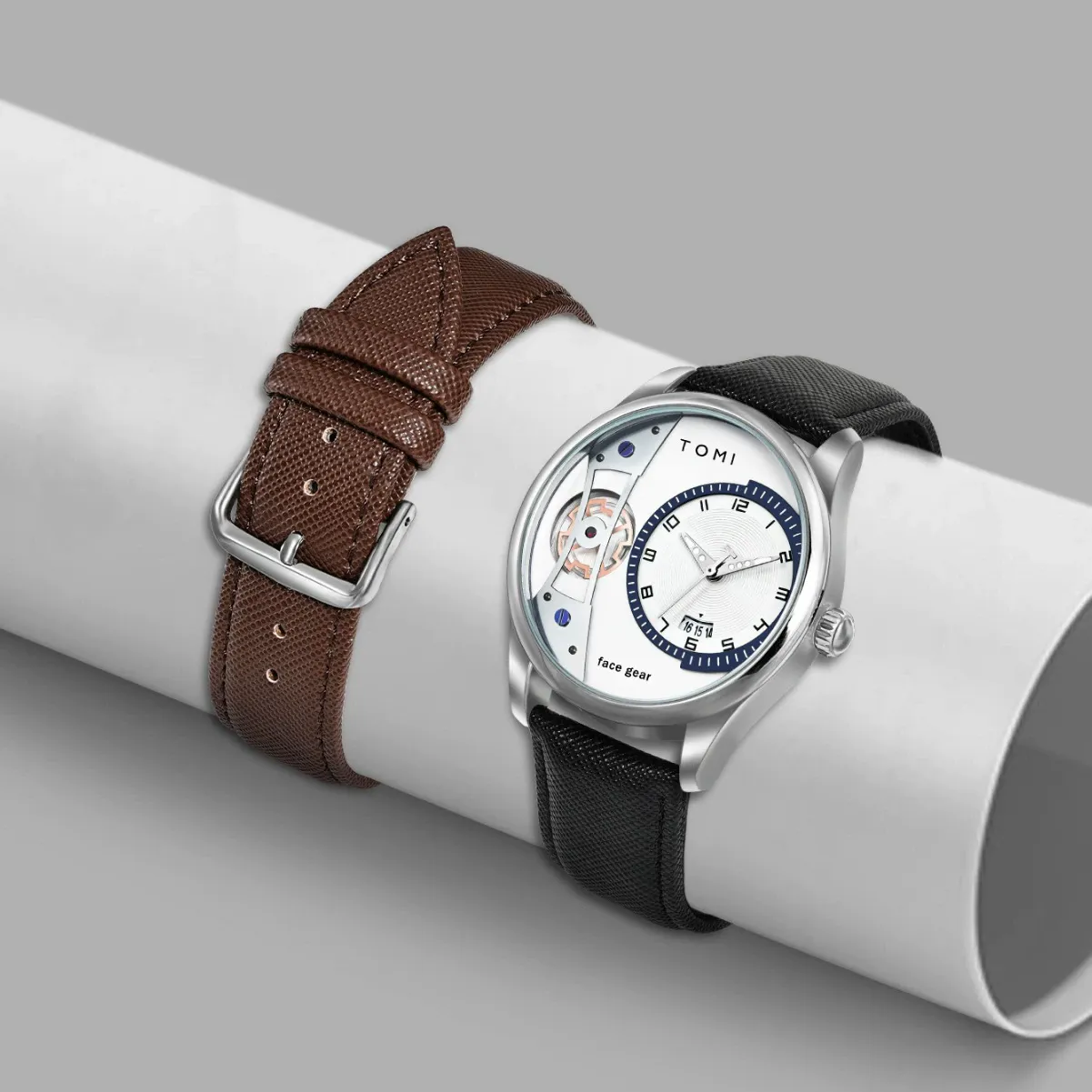 TOMI Watch Minimalist Non-Mechanical Watch, Fashion Gift Box Business Men's Watch, Trendy Leather Strap Men's Watch