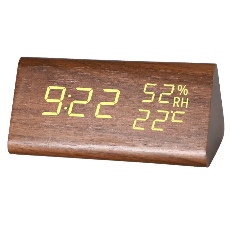 Minimalist Smart Voice Control Alarm Clock - Wooden LED Silent Clock with USB Power - Craft Decor
