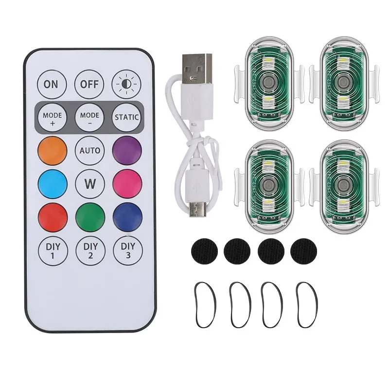 Rechargeable Wireless Remote-Control Strobe Light - Universal Multi-Color Warning Light for Cars and Motorcycles