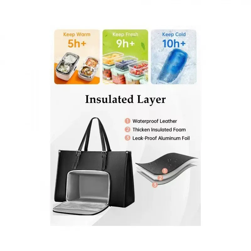 15.6  Laptop Bag + Lunch Box 2-in-1! The Ultimate Commuting Companion with Heat-Resistant Insulation!