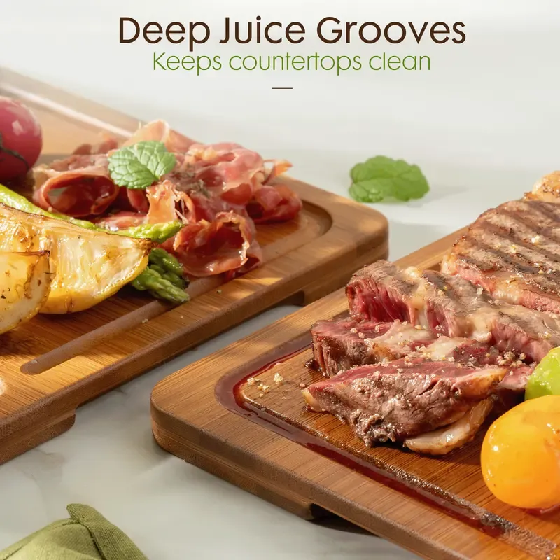 4-Piece Bamboo Cutting Board Set with Holder - Food-Grade Charcuterie & Chopping Boards for Meat, Vegetables, Fruits - Durable, Eco-Friendly, 3 Sizes for Kitchen Use