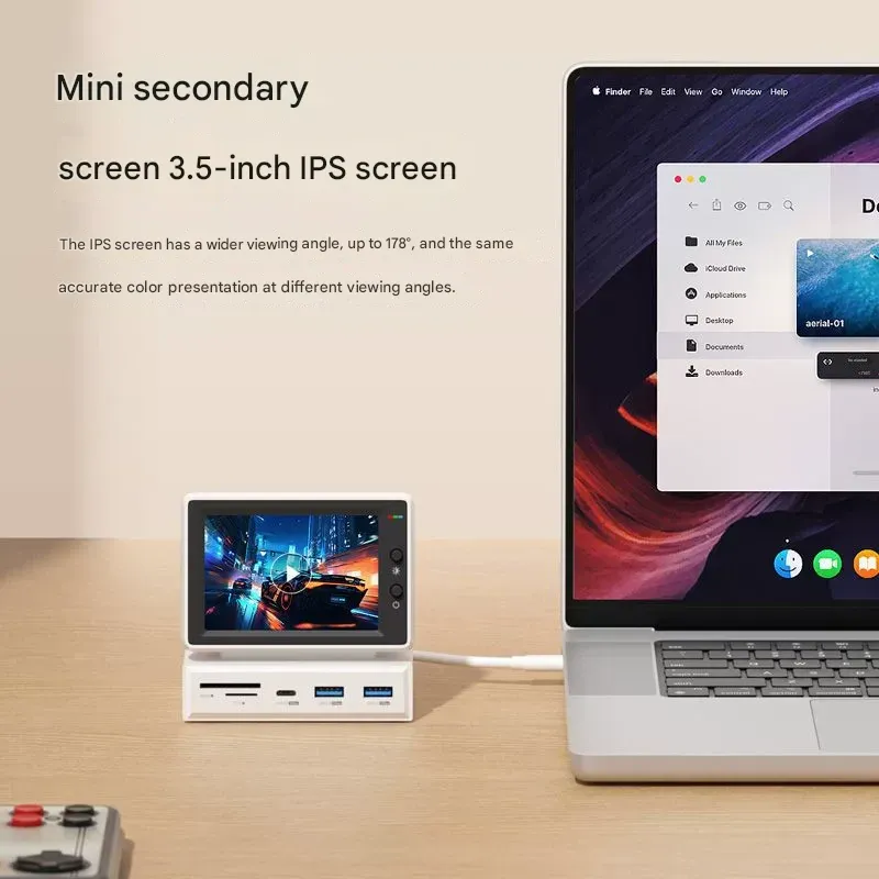 Haibosi Portable Computer Secondary Display - Desktop Docking Station Monitor, X86 Mini Screen Host with 960p HD Resolution