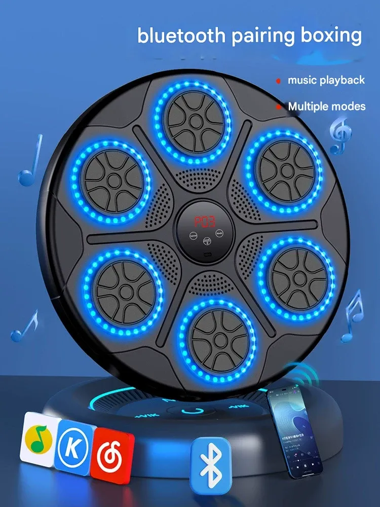 Music Boxing Machine - Smart Home Fitness Wall Target with Adjustable Height for Adult & Child Parent-Child Training, Includes 2 Pairs of Gloves