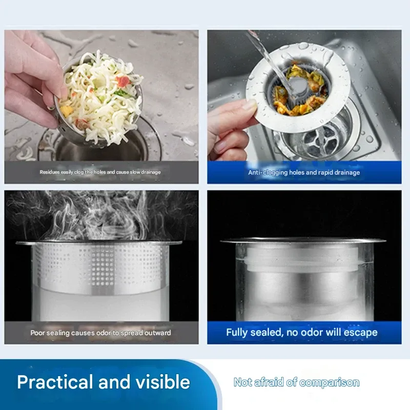（2 packs）Stainless Steel Kitchen Sink Pop-up Drain Basket Strainer Sink Filter Plug Stopper