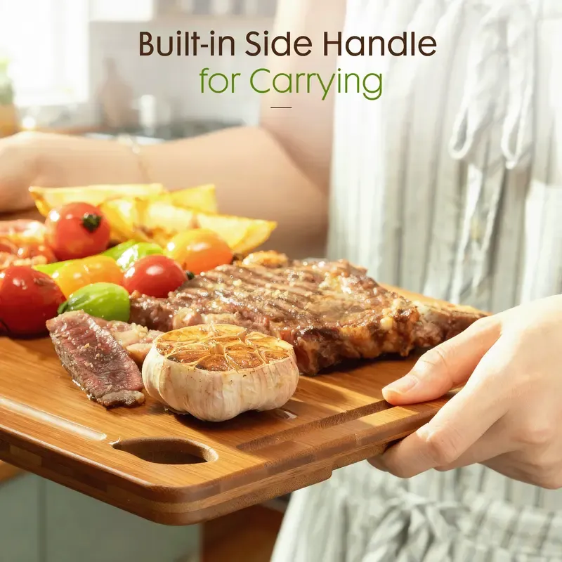 4-Piece Bamboo Cutting Board Set with Holder - Food-Grade Charcuterie & Chopping Boards for Meat, Vegetables, Fruits - Durable, Eco-Friendly, 3 Sizes for Kitchen Use