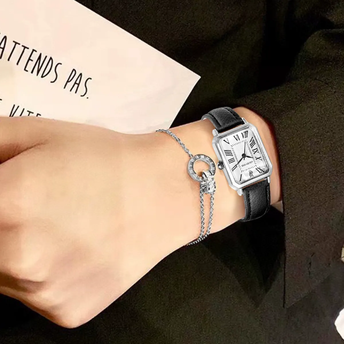 TOMI Watch with Bracelet Set  Minimalist Retro Watch and Bracelet Gift Box Includes Greeting Card  The Perfect Gift Choice