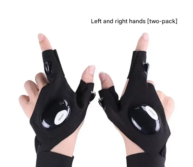 LED Flashlight Fishing Gloves: Illuminated Gloves for Emergency Auto Repair & Night Fishing with Finger Lights