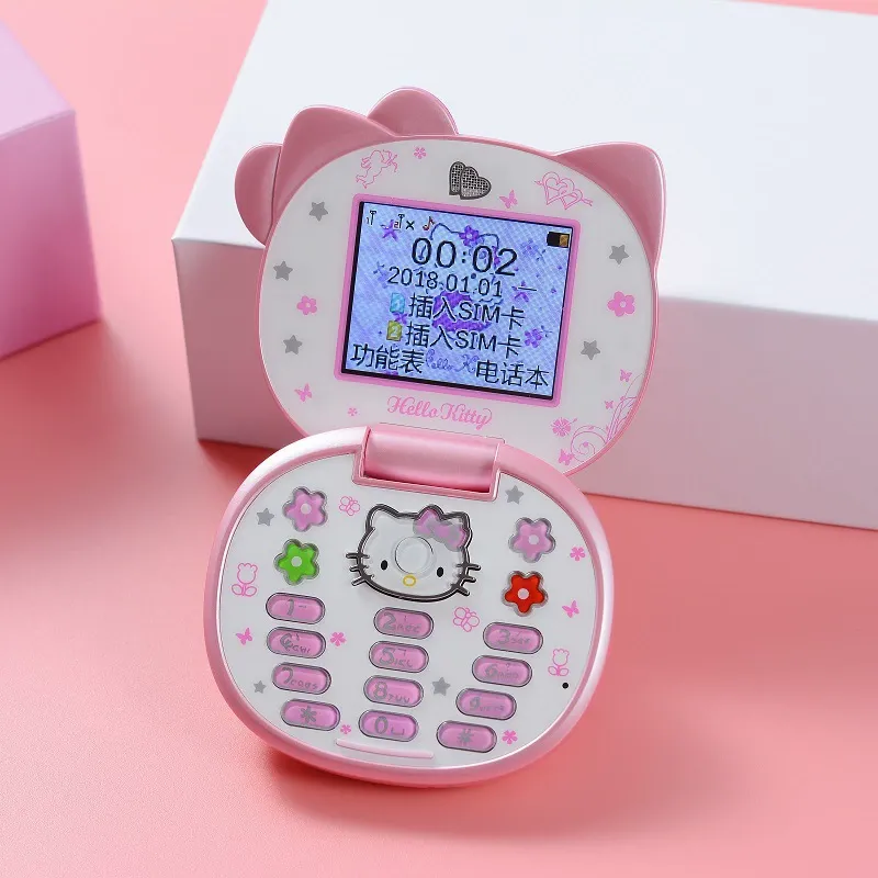 Cute Cartoon Flip Phone, Student Kids Mini Mobile Phone with Dual SIM Dual Standby.