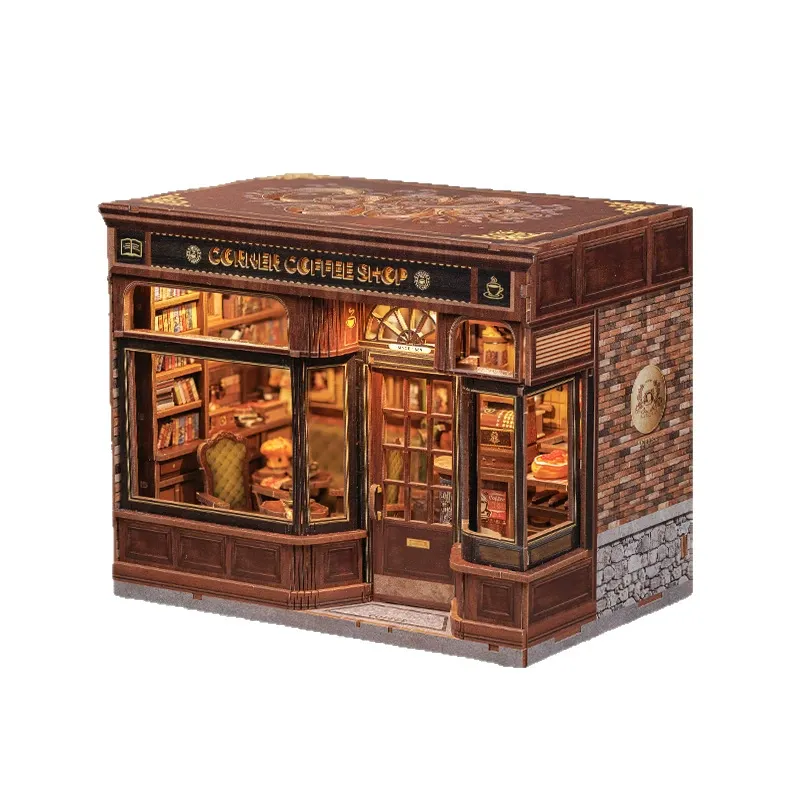 Corner Café Miniature Scene Model – DIY 3D Puzzle House Kit  Immersive Handmade Stress-Relief Gift