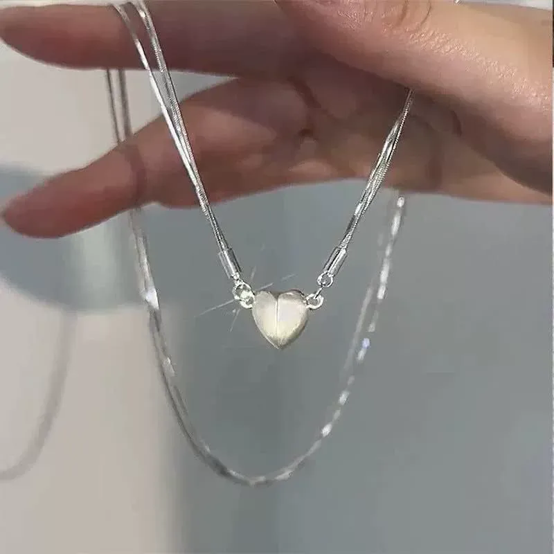 New Minimalist Layered Magnetic Detachable Heart Necklace - Luxury Chic Sweet & Spicy Choker