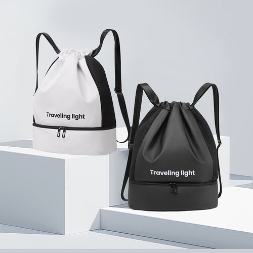 Advanced dry and wet separation fitness bag swimming bag drawstring shoulder yoga bag beach waterproof storage