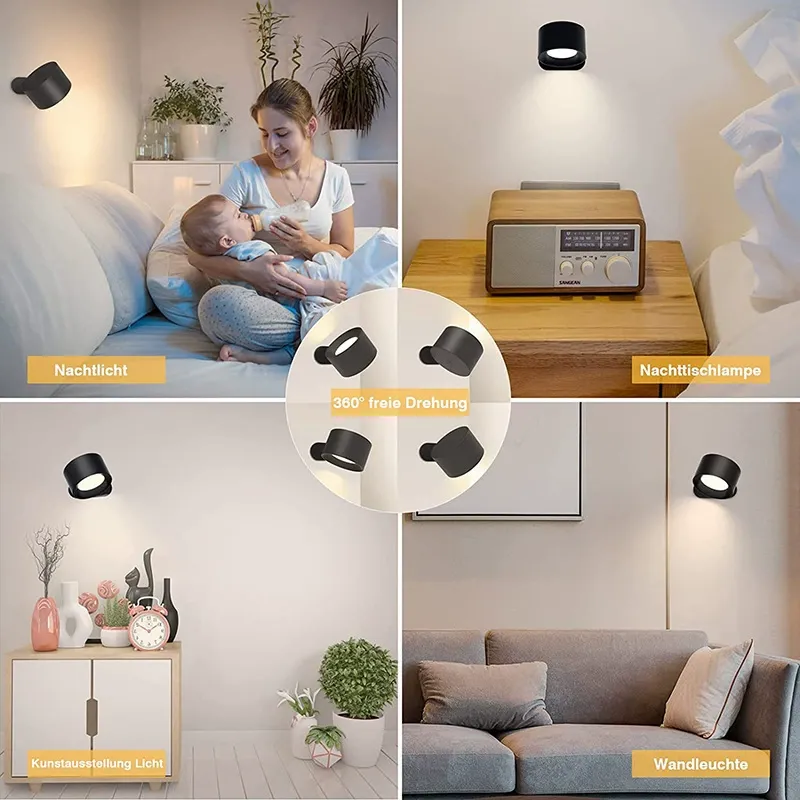 2-Pack  USB Rechargeable Wall Light - Perfect For Any Scene!  Bedside Reading + Cabinet Lighting + Magnetic & Portable   Super Convenient Touch & Remote Control Dimming