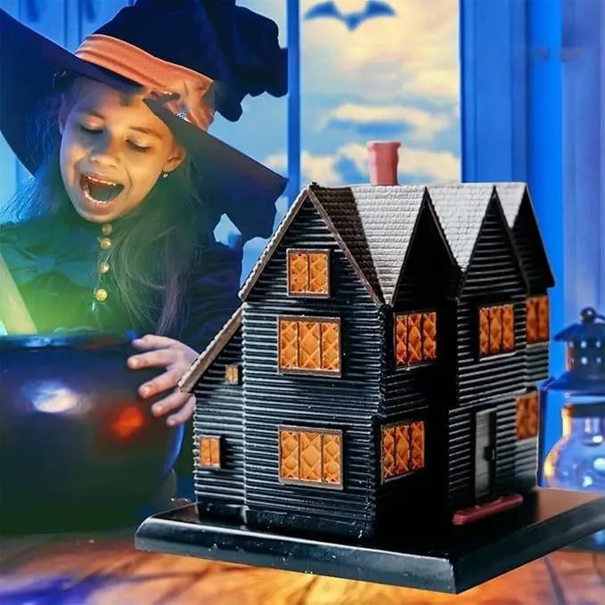 Salem Massachusetts Witch House Incense Burner - Halloween & Christmas Decoration House Ornament（Contains 2 incense sticks）