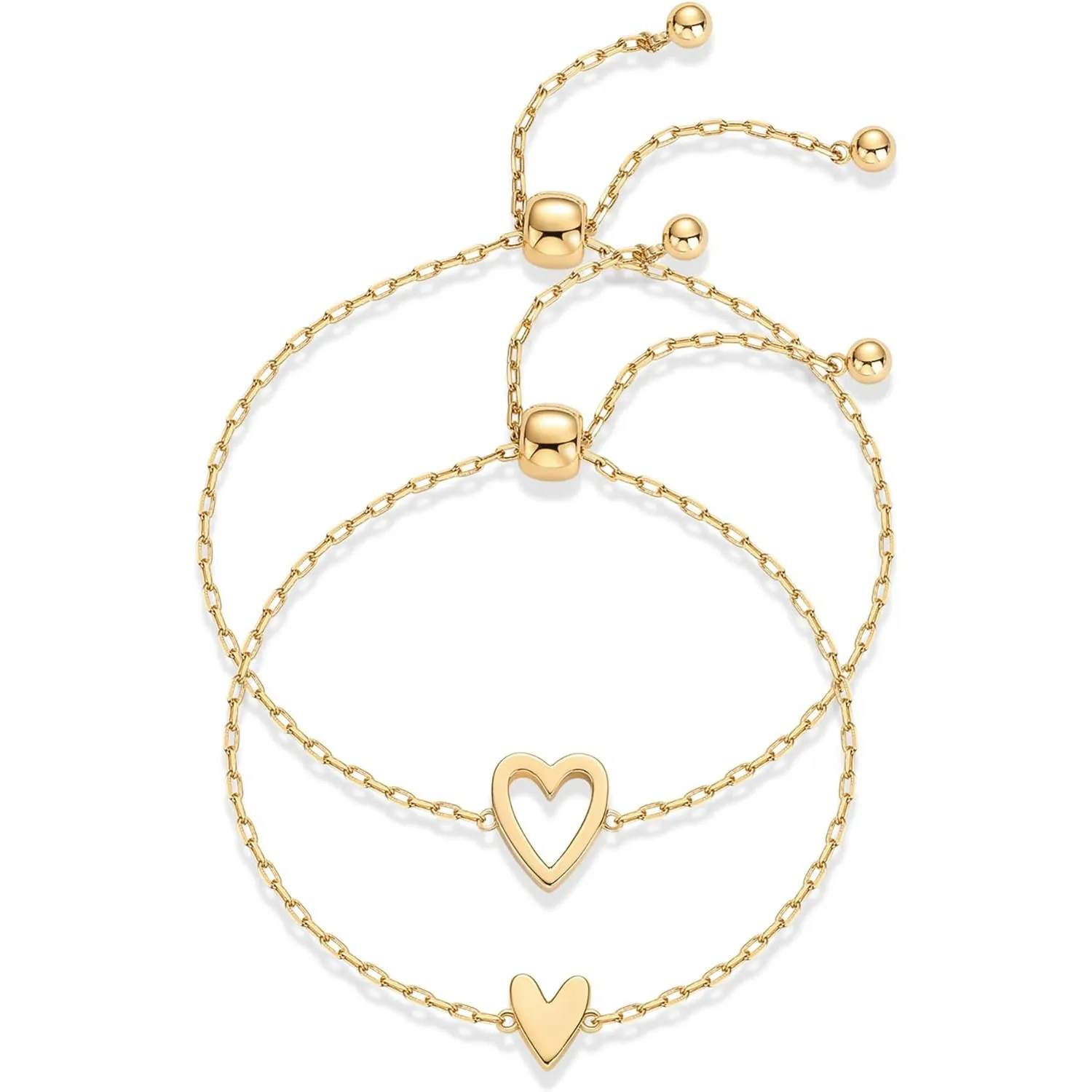 Best-Selling Women's Heart-Shaped Pendant Set: Instagrammable Adjustable Bracelets, 2-Pc Friendship & Love Jewelry