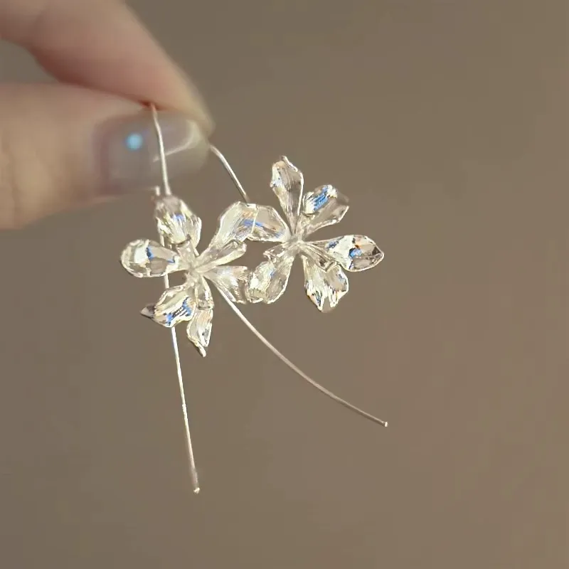 925 Sterling Silver Iris Flower Earrings – Hypoallergenic, No Ear Stops Needed, Minimalist & Versatile