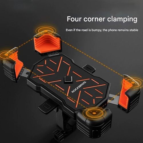 RockBros Electric Bike Phone Mount  Motorcycle & Delivery Anti-Shock Handlebar Holder  Universal GPS Navigation Stand for Bicycles E-Bikes Delivery Riders