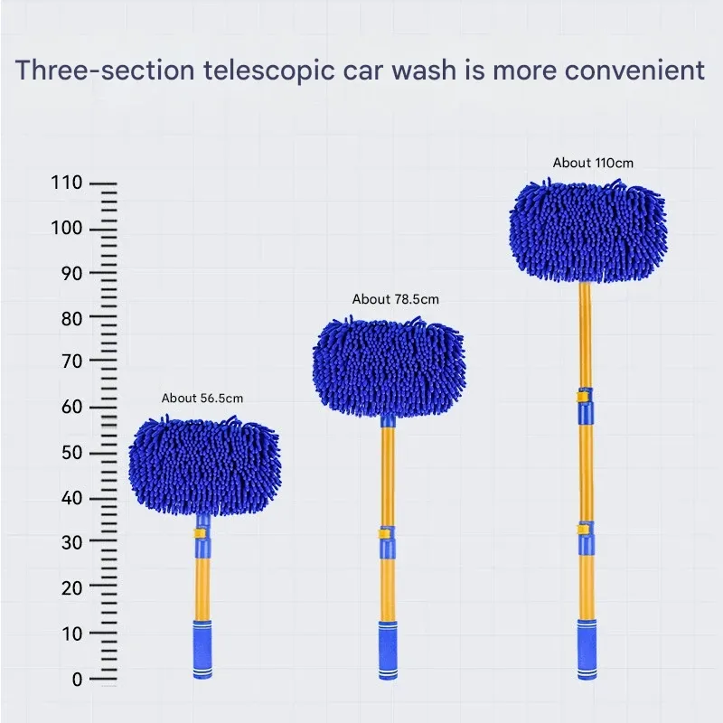Bent-Handle Car Wash Mop - Scratch-Free Soft-Bristled Retractable Car Brush, The Ultimate Tool for Washing and Wiping