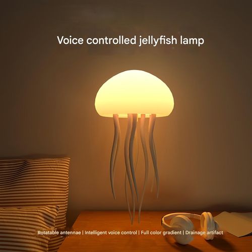 Hot-selling intelligent voice-controlled jellyfish lamp, atmosphere lamp, night lamp, flexible tentacles, colorful gradient desktop ornaments
