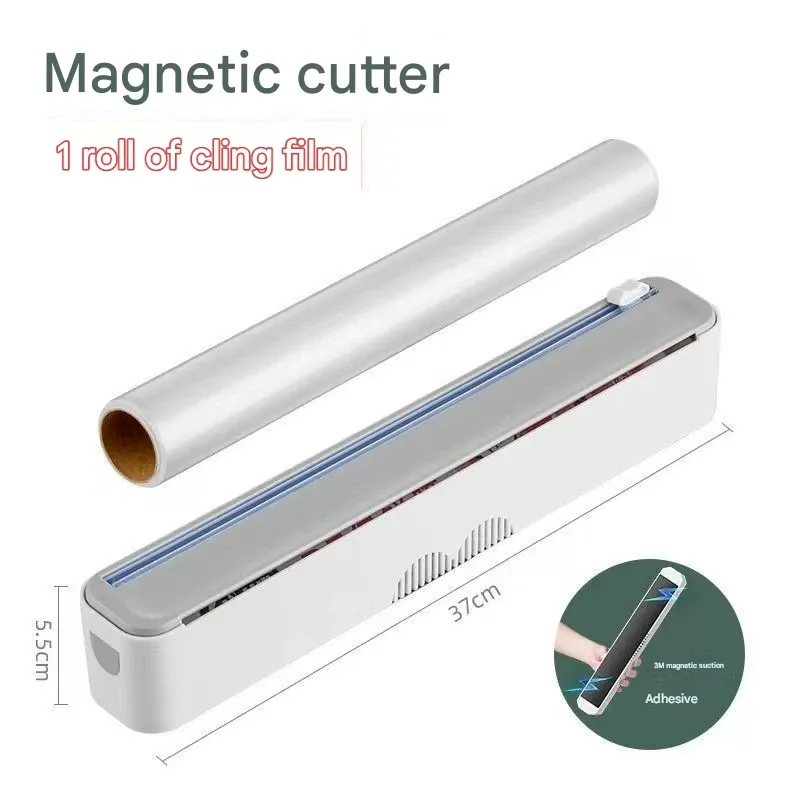 Magnetic Kitchen Plastic Wrap Cutter with Bidirectional Tightening Slide Blade