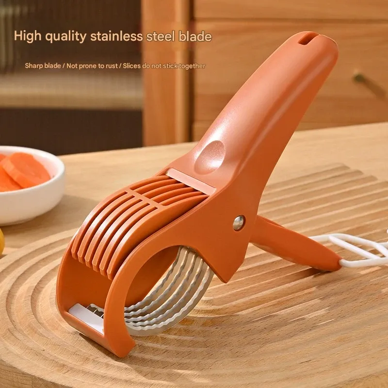 Stainless Steel Kitchen Vegetable & Fruit Slicer - Multi-Purpose Cutter for Cucumber, Salad, Banana, and Spring Onions