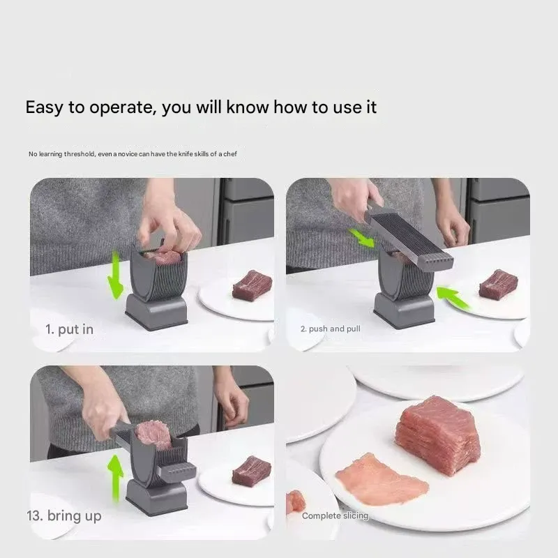 Bestseller Meat Slicer   3-in-1 Manual Cutter for Slices Strips Dices  Home Kitchen Essential - No Electricity Needed