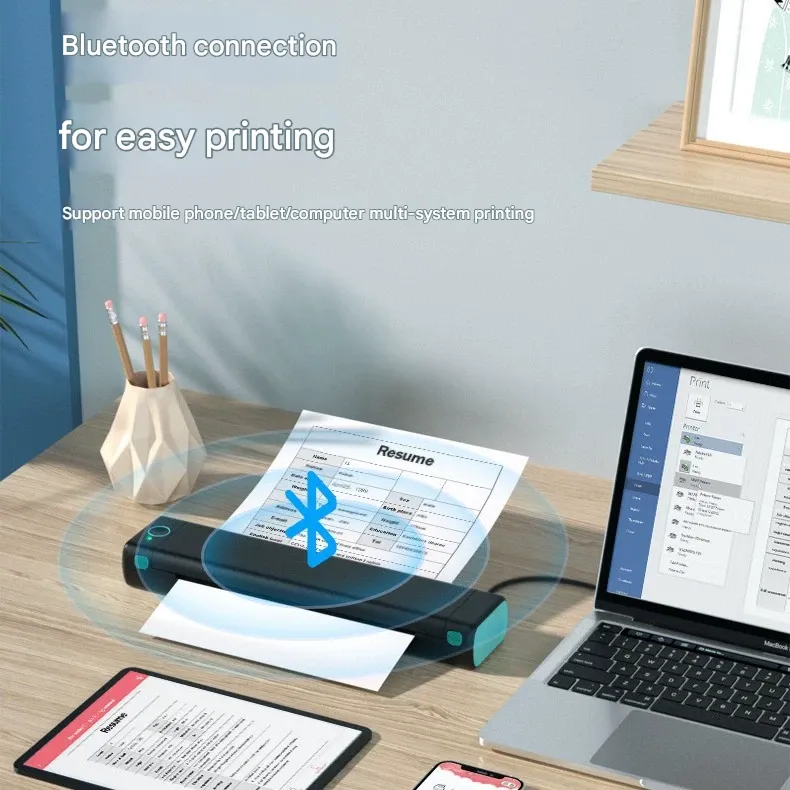 Phomemo M08F Compact Mini Thermal Printer – A4 Inkless Office Tattoo Error-Correction Portable Printer