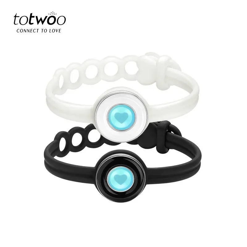（Matching Black & White Pair）2025 HOTTEST Totwoo Sugarwave Couple Bracelets - Long Distance Love Tech | Vibration Alerts + Heartbeat Sync, Feel Their Pulse Anytime