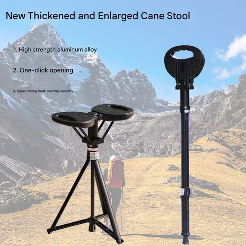 Multi-Functional Telescopic Walking Trekking Stick Poles Crutch Chair Seat Hiking Trekking Poles Aluminum Alloy Walking Cane