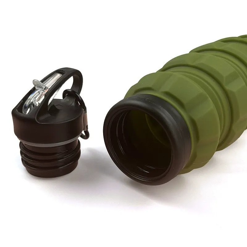 Collapsible 580ml Silicone Water Bottle - Leak-Proof Twist Cap for Outdoor Sports