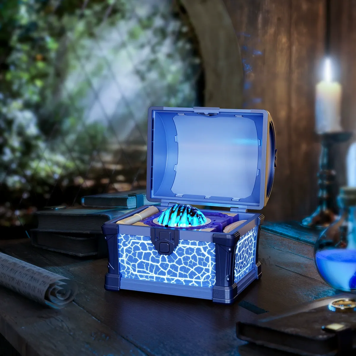 Treasure Chest Projector Lamp - Bluetooth, White Noise, Sleep Timer, Starry Sky Projection for Bedroom Ambiance