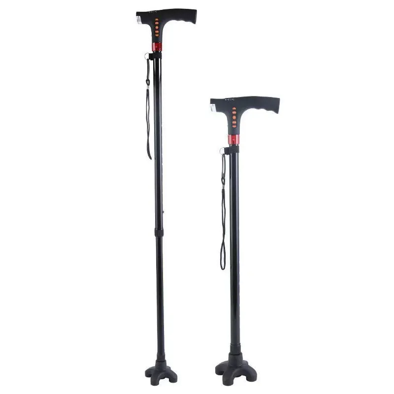Multi-functional Elderly Walking Cane with LED Lighting, Alarm, Radio, and Telescopic Smart Design for Outdoor Hiking and Mountaineering